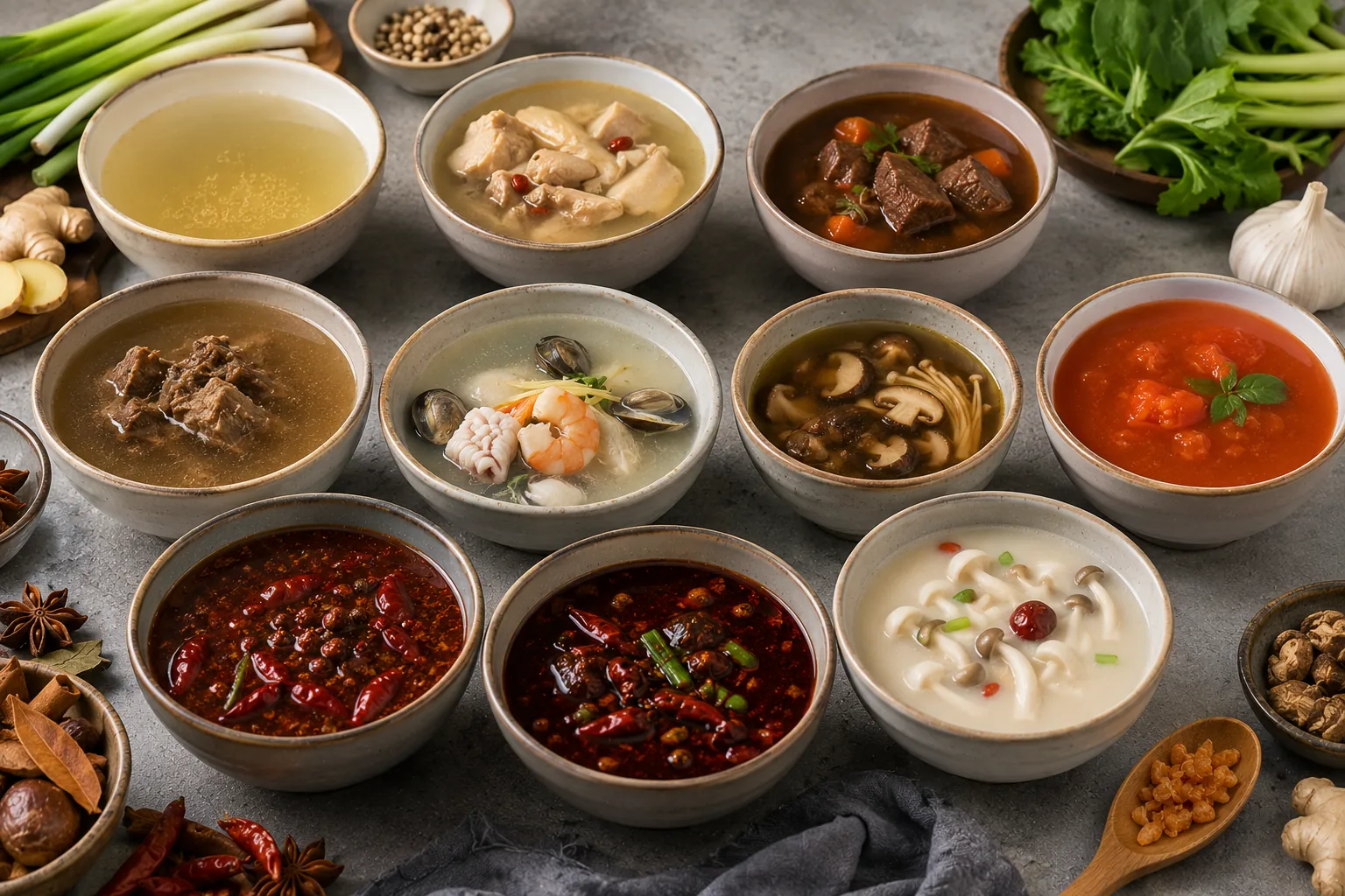 Different types of soup bases for food manufacturers