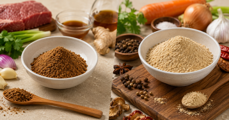 Flavor base and seasoning powder comparison for food manufacturing